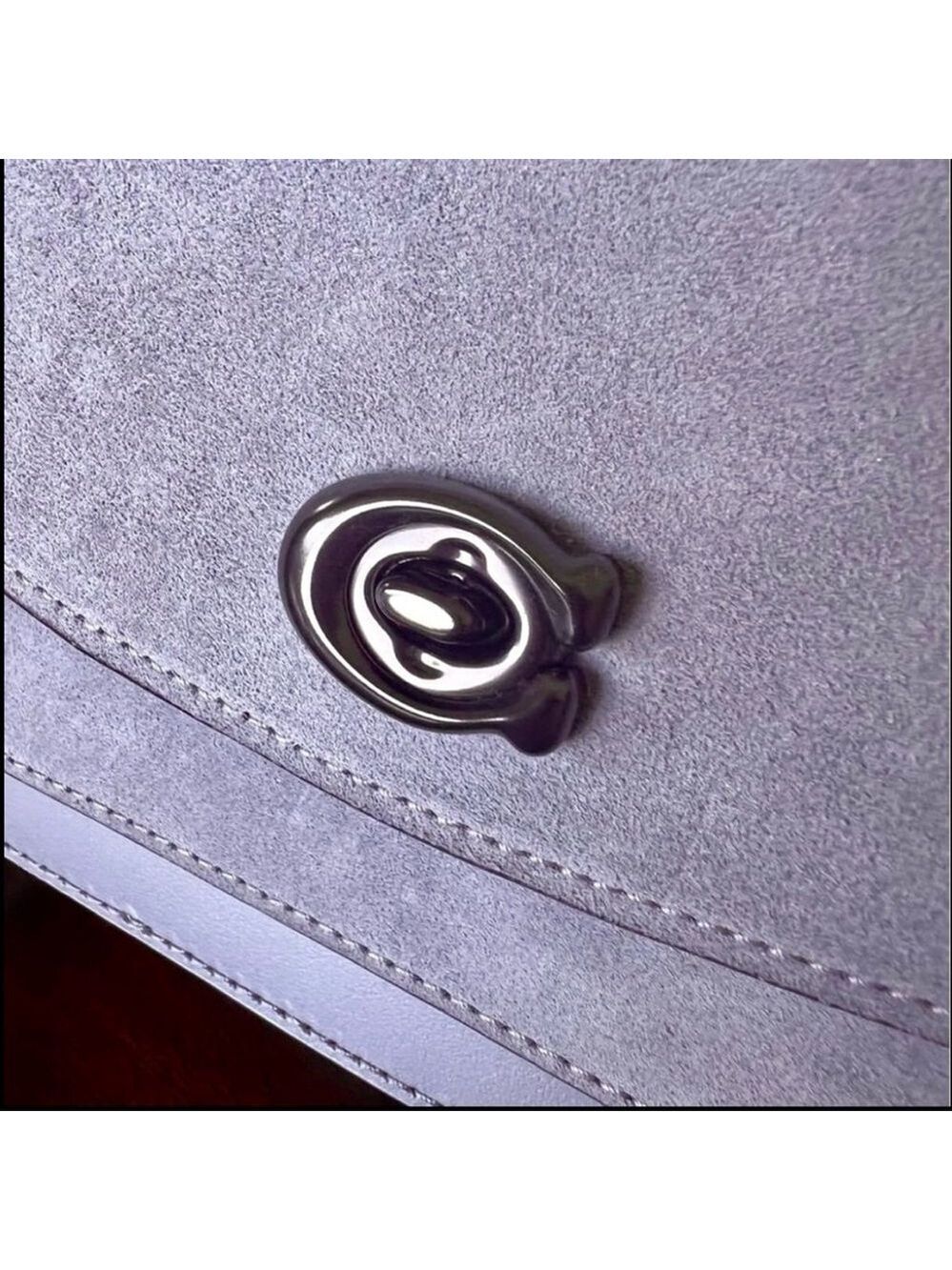 Coach Madison Shoulder Bag 16 Granite Gray Suede & Leather Gunmetal C0801 NWOT - Picture 7 of 13